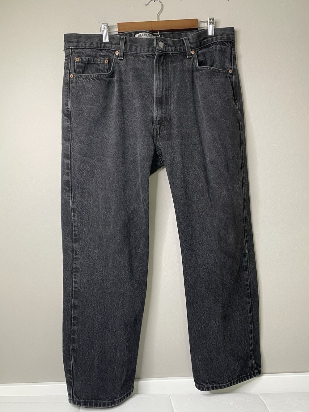 Levi's 505 Regular Fit Jeans Men's 40x30 Black Gray Straight Leg 100% Cotton